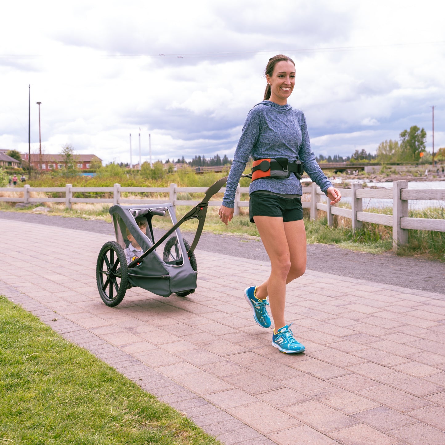 Lyndy Davis with KidRunner Hands Free Running Stroller